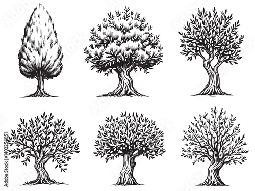 Olive Tree Simple Botanical Drawing