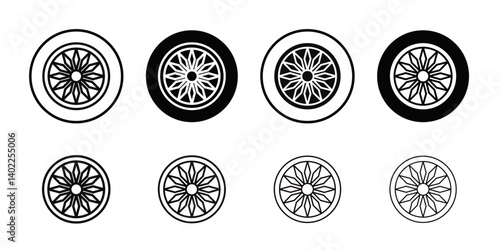 Ashoka Wheel icon Flat art illustration in outline