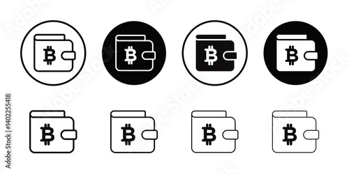 bitcoin wallet icon Flat art illustration in outline