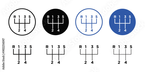 car manual shift lever icon Flat art illustration in outline