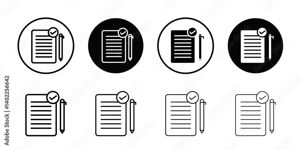 Contract signing icon Flat art illustration in outline Contract signing icon Flat art illustration in outline