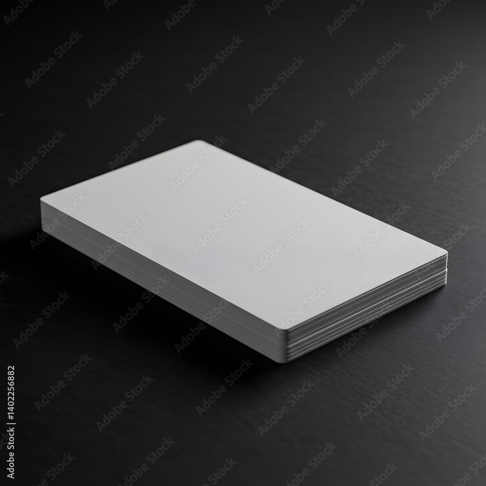 Stack of Blank White Cards on Dark Textured Surface Stack of Blank White Cards on Dark Textured Surface