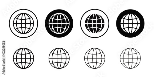 globe icon Flat art illustration in outline