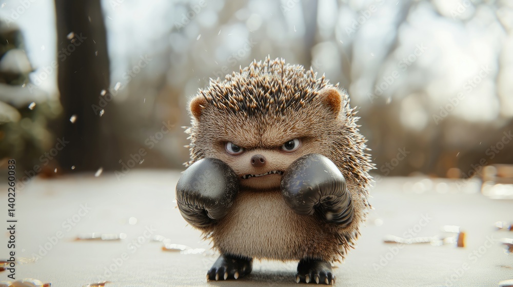 Angry hedgehog wearing boxing gloves (2)