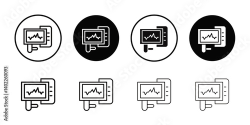 Portable electrocardiogram icon Flat art illustration in outline