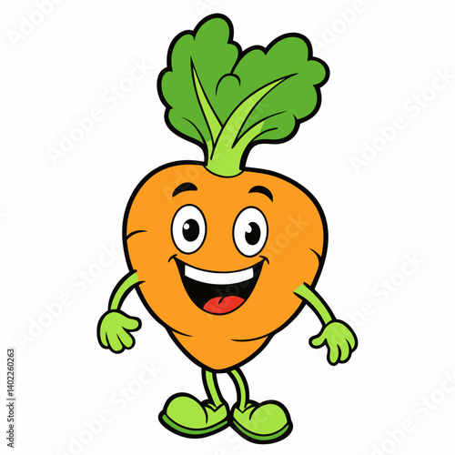 Funny vegetables retro cartoon character vector vintage groovy organic