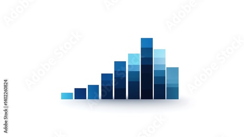 Free Download 3D Gradient Blue Bar Chart, Abstract 3D bar chart with gradient blue bars on a white background - GFXLoad