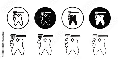 Teeth cleaning icon Flat art illustration in outline