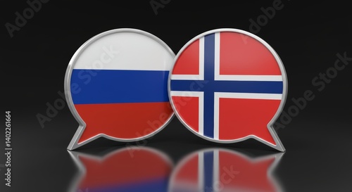Free Download Overlapping Speech Bubbles Displaying Russia and Norway Flags in 3D Rendering - GFXLoad
