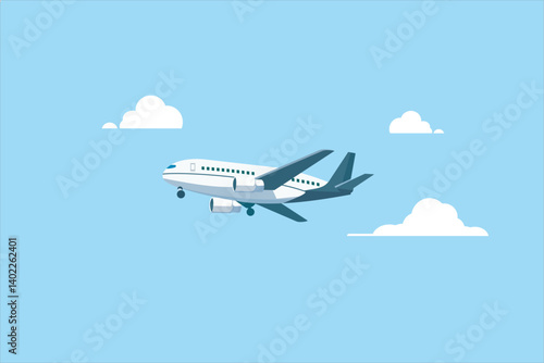 A clean and bright illustration of an airplane, depicted in white on a blue background. This image captures the essence of summer travel and simplicity in design.