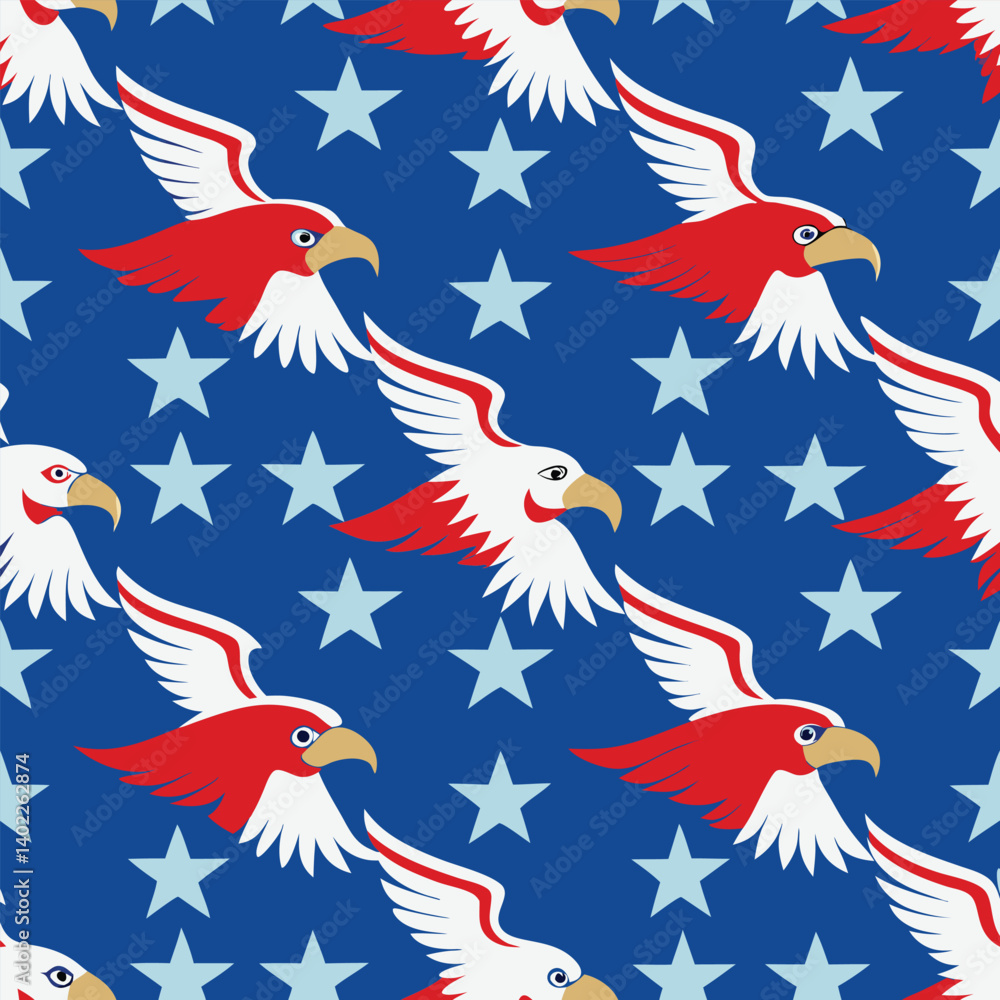 Obraz premium a repeating pattern featuring American bald eagles.