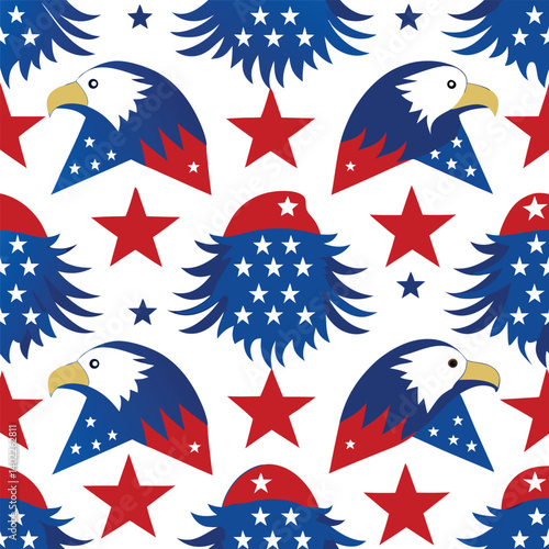 a repeating patter featuring American bald eagles.