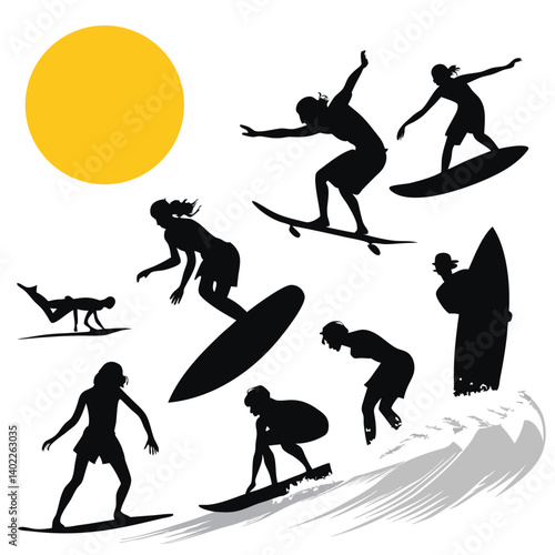 silhouettes of skiers
