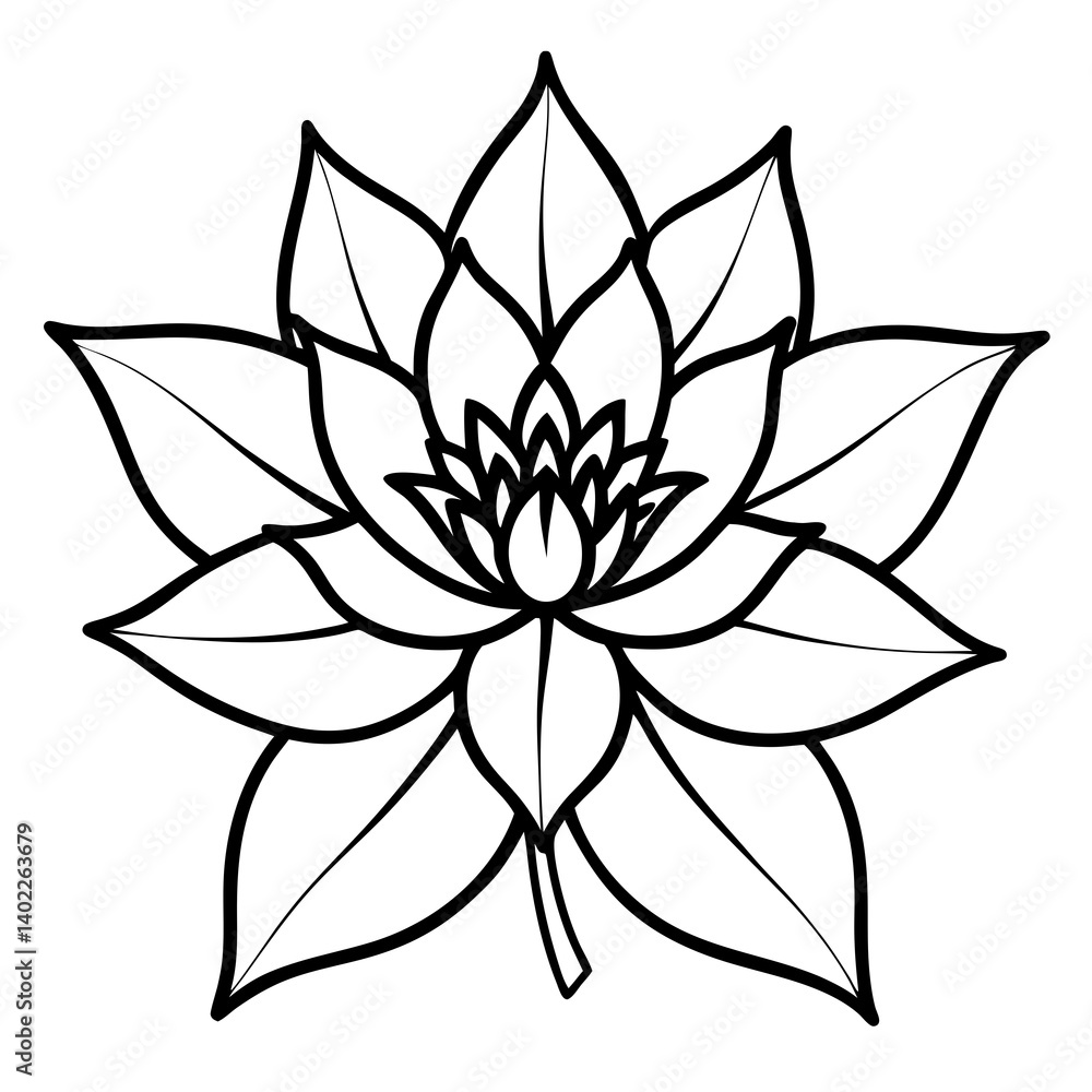 Minimal Sacred Flower Vector Illustration on White Background Minimal Sacred Flower Vector Illustration on White Background