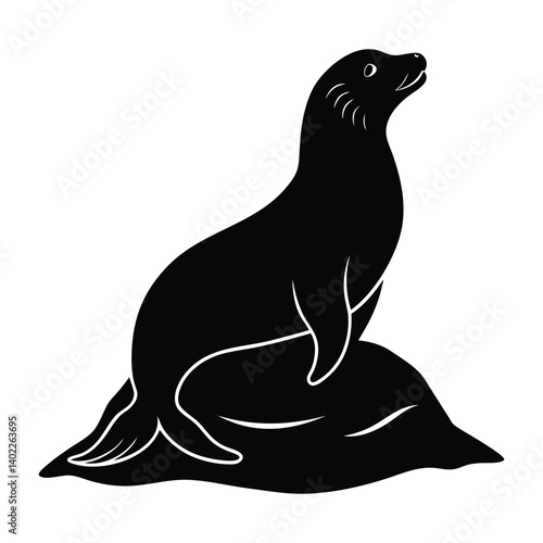 black sea lion vector illustration.