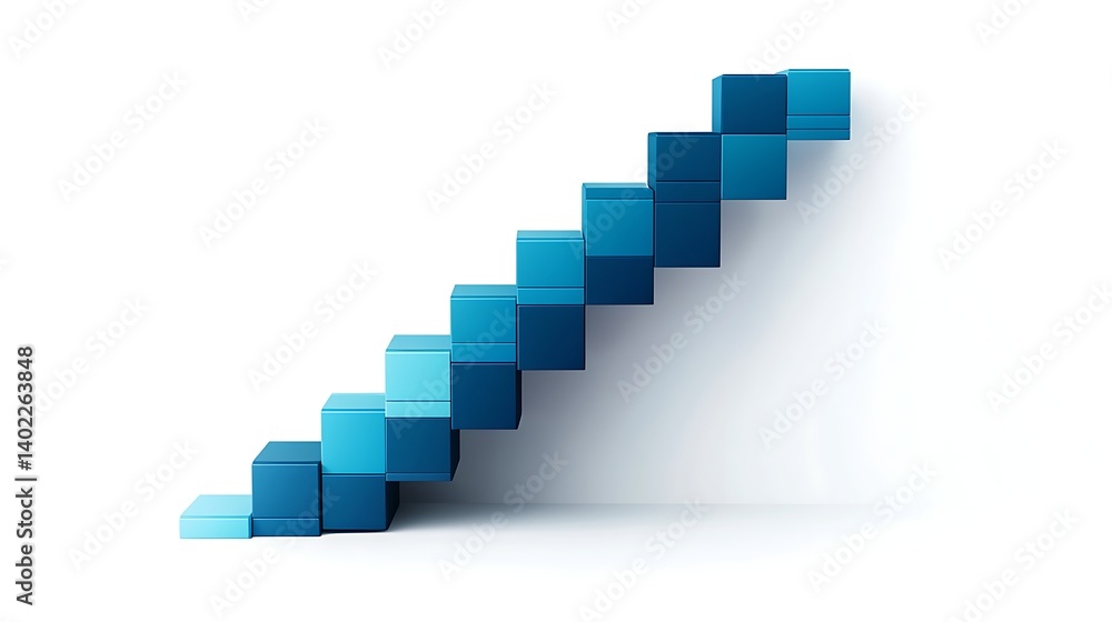 3D Gradient Blue Bar Chart, Abstract 3D bar chart with gradient blue bars on a white background 3D Gradient Blue Bar Chart, Abstract 3D bar chart with gradient blue bars on a white background