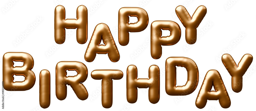 3D画像_風船_HAPPY BIRTHDAY_ゴールド 3D画像_風船_HAPPY BIRTHDAY_ゴールド