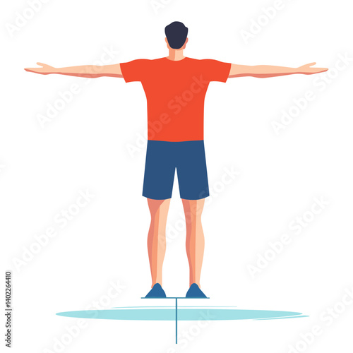 Man with Arms Outstretched Back View Minimalist Illustration