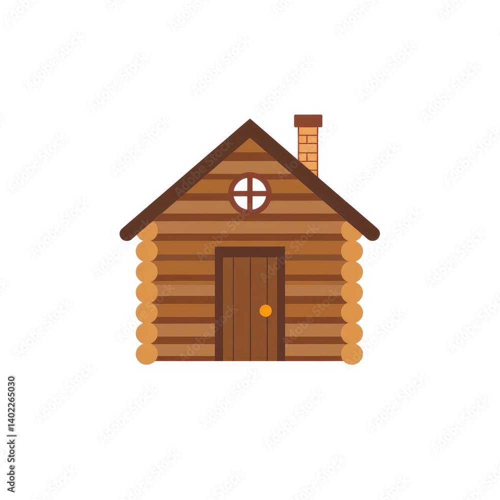 Simple illustration of a rustic wooden cabin (1)