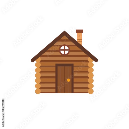 Obraz na płótnie Simple illustration of a rustic wooden cabin (1) w salonie