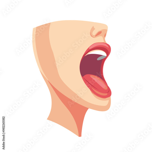 Woman's Open Mouth in Profile View Illustration