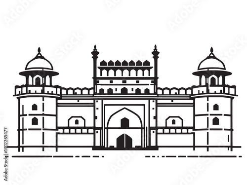 Red Fort Simple Outline Drawing