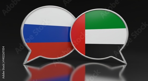 Conceptual dialogue illustration featuring Russia and United Arab Emirates flags Free Download Conceptual dialogue illustration featuring Russia and United Arab Emirates flags - GFXLoad