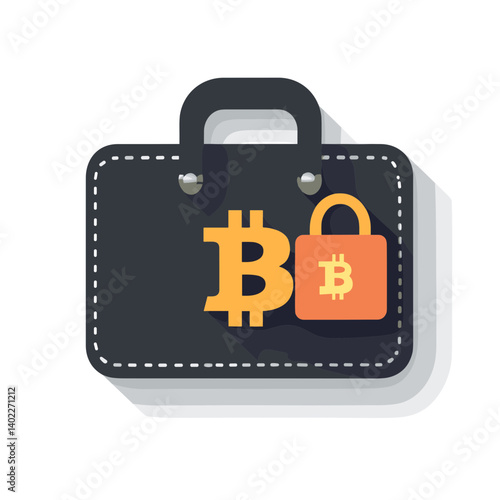 Bitcoin Security: A Dark Grey Briefcase with Bitcoin Symbol and Lock