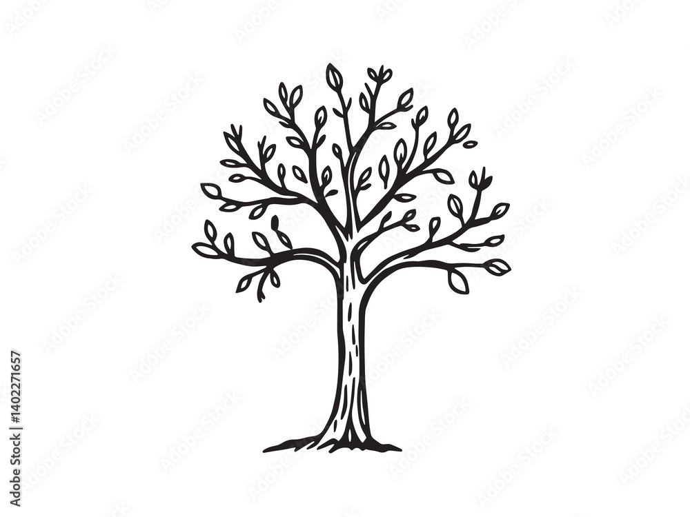 Sandalwood Tree Botanical Line Drawing Set Sandalwood Tree Botanical Line Drawing Set