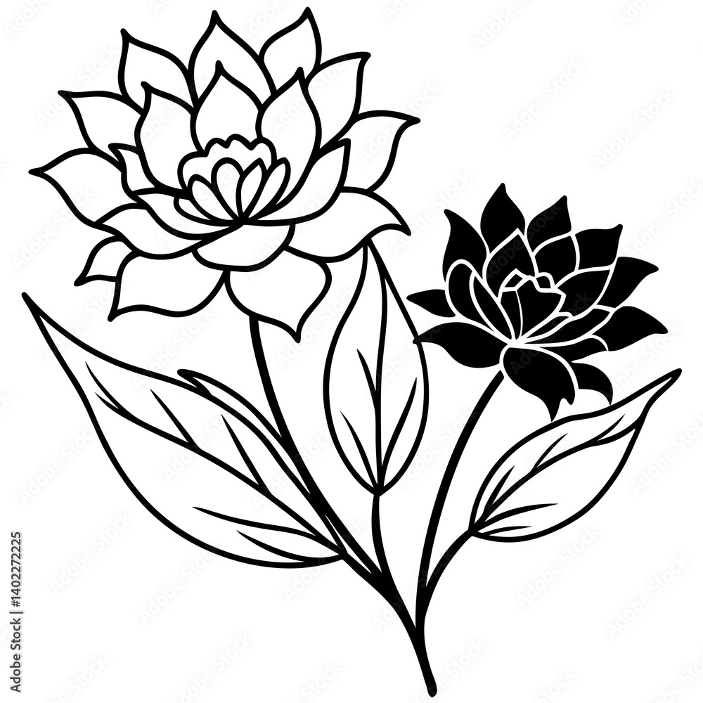 Minimal Modern Bohemian Blooms Vector Illustration on White Background Minimal Modern Bohemian Blooms Vector Illustration on White Background