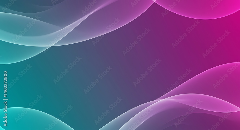 Obraz premium Pink and Teal Flowing Waves Abstract Background with Magenta to Turquoise Gradient