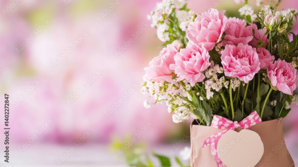 A rustic wooden surface serves as the backdrop for a charming arrangement of pink tulips. A rustic wooden surface serves as the backdrop for a charming arrangement of pink tulips.