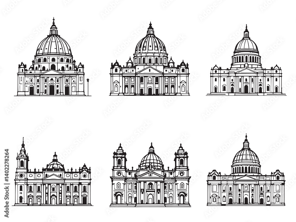 Obraz premium St Peters Basilica Outline Art Landmark Icon