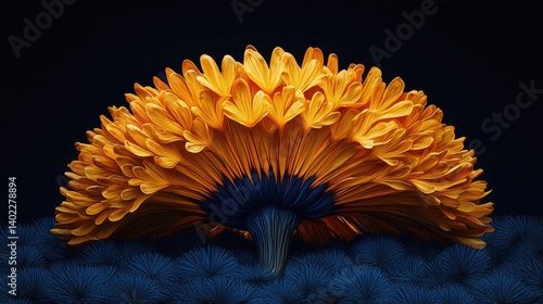 Obraz na płótnie Vibrant orange flower, detailed petals, dark background w salonie