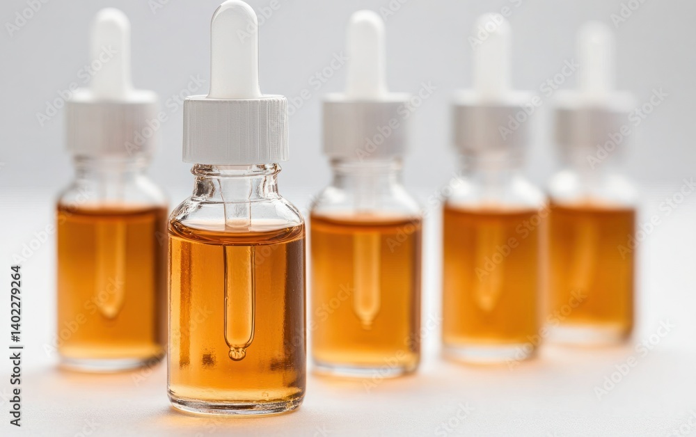 Amber Glass Dropper Bottles on White Amber Glass Dropper Bottles on White
