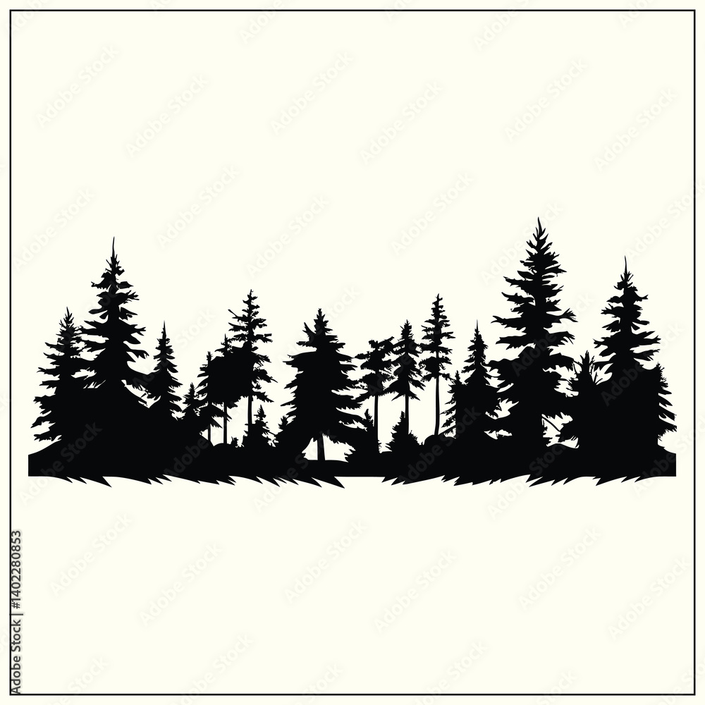 Fototapeta premium Silhouette of a Forest, Woodland View