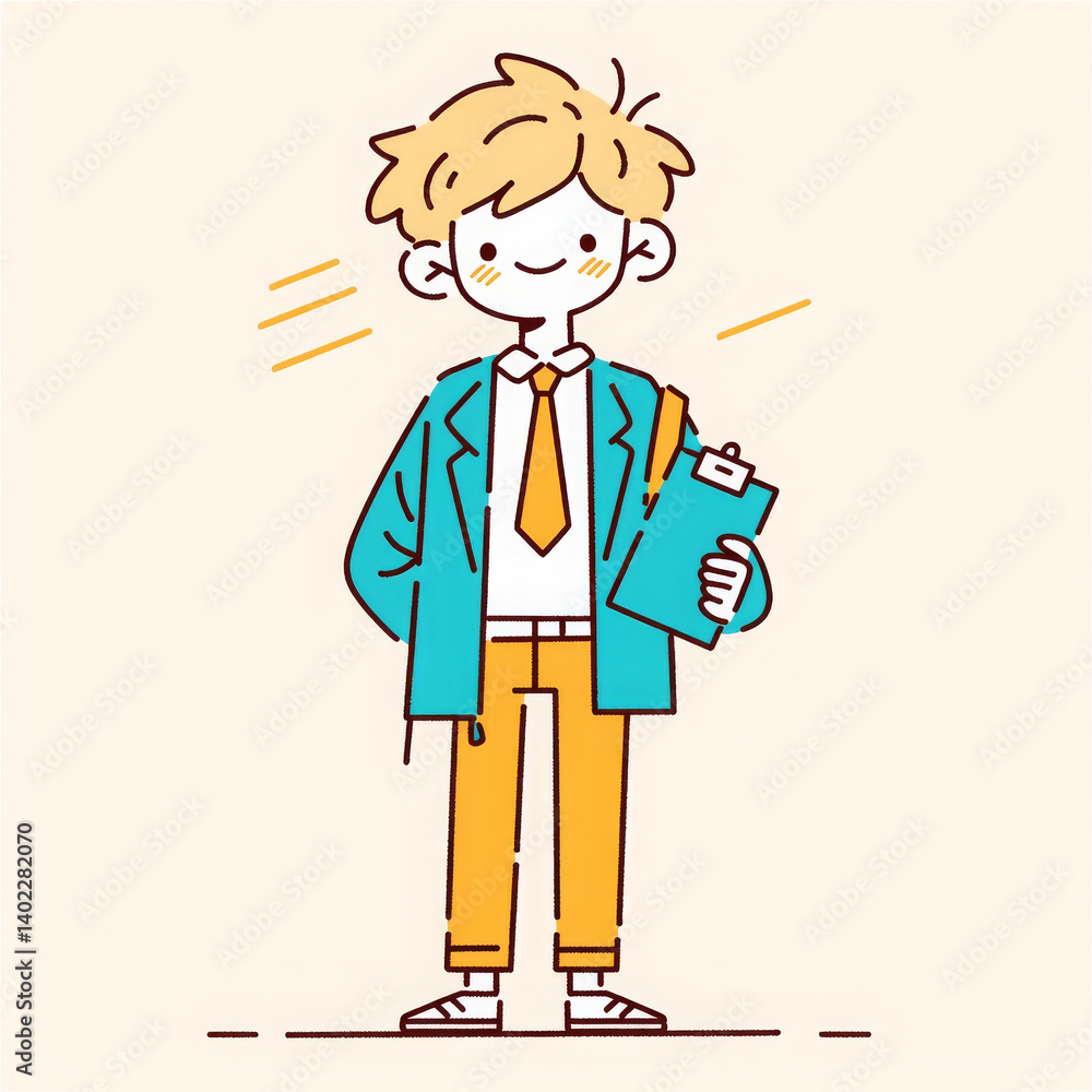 studious male student holding clipboard, wearing blazer and tie, exuding confidence and focus studious male student holding clipboard, wearing blazer and tie, exuding confidence and focus