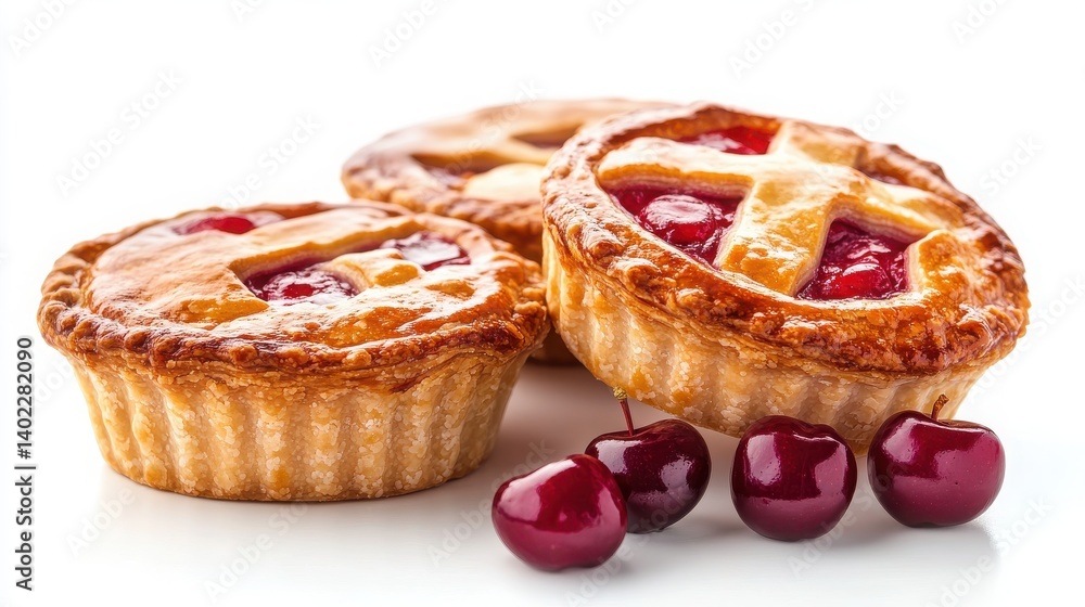 Mini pie bundle, apple, cherry, isolated with white background Mini pie bundle, apple, cherry, isolated with white background