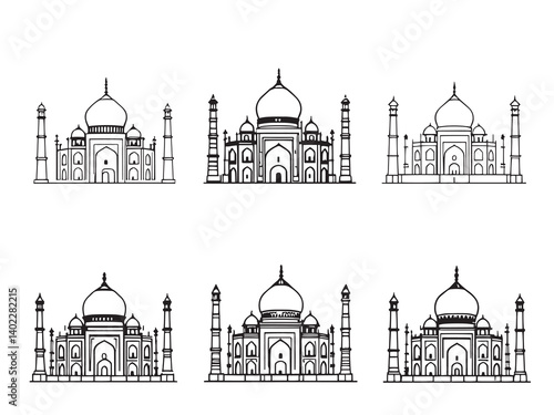 Taj Mahal Historic Landmark Line Artwork