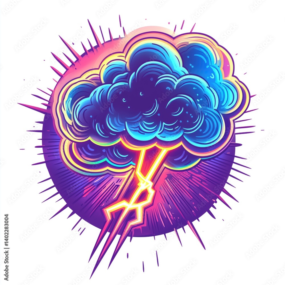 Psychedelic cloud with lightning bolt