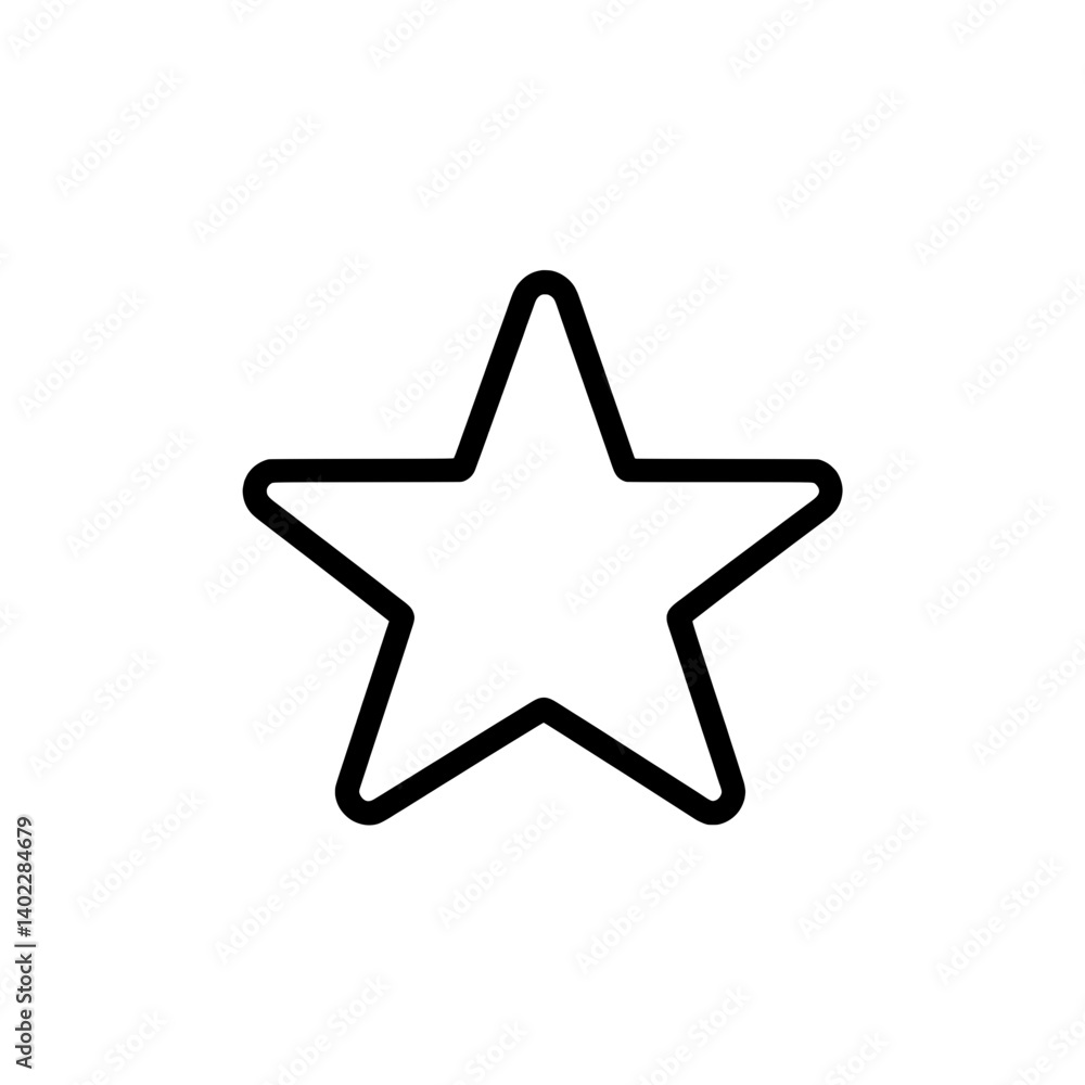 Outlined five-pointed star icon in simple black and white line art for favorite, rating, or symbol representation