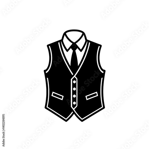Formal Vest with Tie Line Icon for Men’s Fashion, Businesswear, and Classic Attire