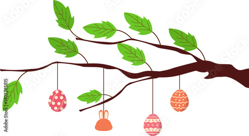 Tree Branch with Easter Egg Decoration 