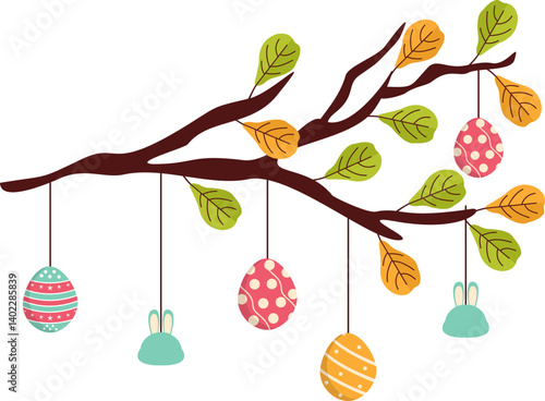 Tree Branch with Easter Egg Decoration 