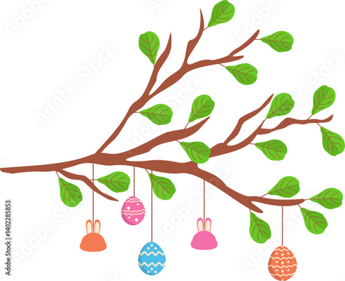 Tree Branch with Easter Egg Decoration 