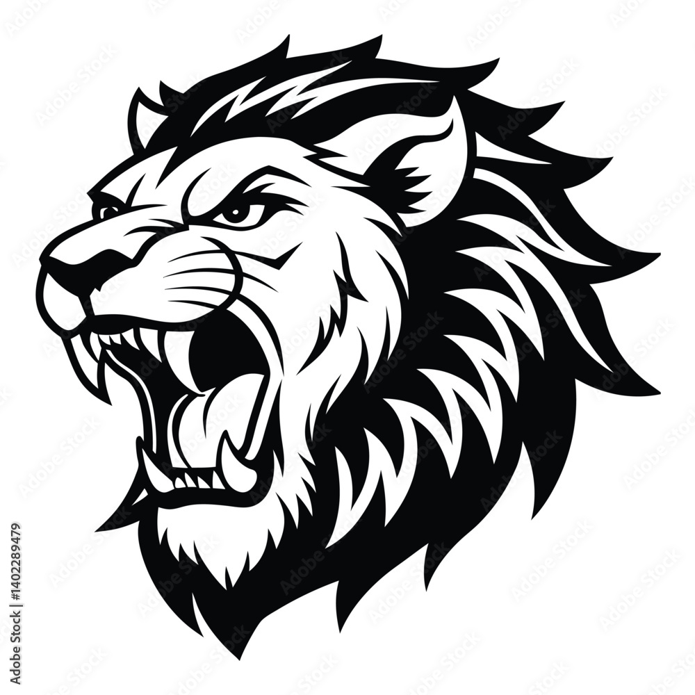 Obraz premium Wild lion head vector, a tribal animal silhouette