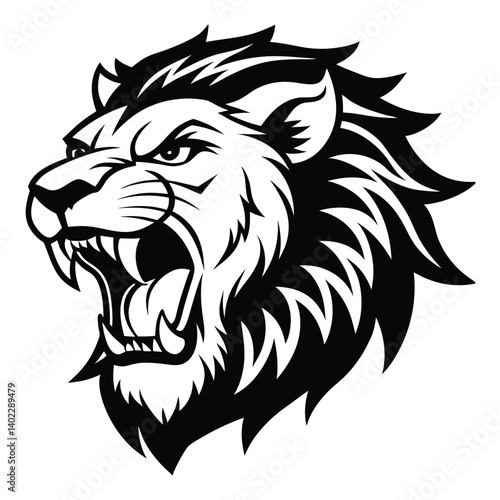 Wallpaper Mural Wild lion head vector, a tribal animal silhouette Torontodigital.ca