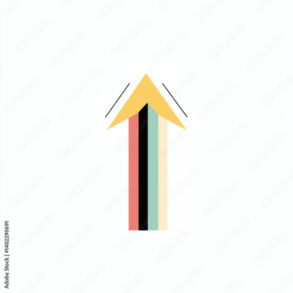 Simple upward arrow icon in vibrant colors on a clean background Simple upward arrow icon in vibrant colors on a clean background