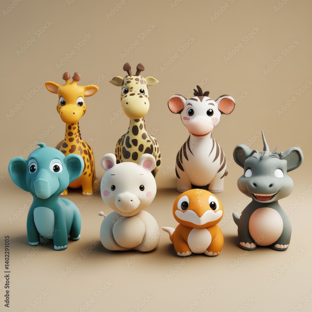 Cute cartoon animal figurines