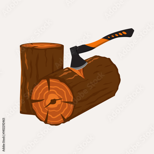 Spitting axe . Splitting wood concept vector illustration .eps